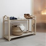 Подставка деревянная под обувь, материал липа, резные ручки, 2 полки, бежевый