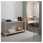 Подставка деревянная под обувь, материал липа, резные ручки, 2 полки, бежевый