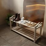 Подставка деревянная под обувь, материал липа, резные ручки, 2 полки, бежевый