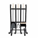 Каминный набор, подвесной, деревянные ручки, кочерга, совок, щетка, подставка