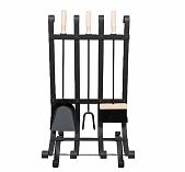 Каминный набор, подвесной, деревянные ручки, кочерга, совок, щетка, подставка