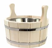 Шайка для бани и сауны, LK ЛТ-12, объем 5 л, Липа, вставка из нержавеющей стали, дерево