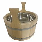 Шайка для бани и сауны, LK ЛТ-12, объем 5 л, Липа, вставка из нержавеющей стали, дерево