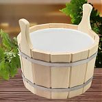 Шайка для бани и сауны, R-SAUNA ПЛ-14, объем 12 л, Липа, вставка из пластика, дерево