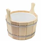 Шайка для бани и сауны, R-SAUNA ПЛ-14, объем 12 л, Липа, вставка из пластика, дерево