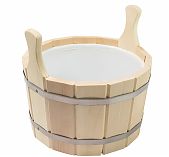 Шайка для бани и сауны, R-SAUNA ПЛ-14, объем 12 л, Липа, вставка из пластика, дерево