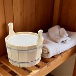 Шайка для бани и сауны, R-SAUNA ПЛ-14, объем 12 л, Липа, вставка из пластика, дерево