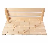 Вешалка с полкой Кирпичики 5 деревянных крючков для вещей, липа