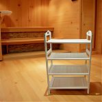 Этажерка 4 яруса, Липа, с фигурными ручками, напольная, для бани и сауны, дерево