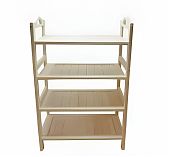 Этажерка 4 яруса, Липа, с фигурными ручками, напольная, для бани и сауны, дерево