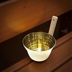 Ушат для бани и сауны, объем 5 л, Латунь, деревянная рукоятка