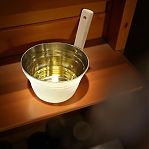 Ушат для бани и сауны, объем 5 л, Латунь, деревянная рукоятка