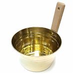 Ушат для бани и сауны, объем 5 л, Латунь, деревянная рукоятка