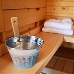 Ушат для бани и сауны, объем 4 л, алюминий, бук, деревянная рукоятка