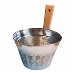 Ушат для бани и сауны, объем 4 л, алюминий, бук, деревянная рукоятка