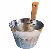 Ушат для бани и сауны, объем 4 л, алюминий, бук, деревянная рукоятка