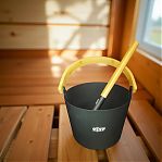 Набор для бани 212F Simple Black, шайка объем 5 л, черпак 0.2 л, алюминий, ручки бамбук