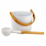 Набор для бани 212F Simple White, шайка объем 5 л, черпак 0.2 л, алюминий, ручки бамбук