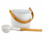 Набор для бани 212F Simple White, шайка объем 5 л, черпак 0.2 л, алюминий, ручки бамбук