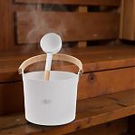 Набор для бани 212F Simple White, шайка объем 5 л, черпак 0.2 л, алюминий, ручки бамбук