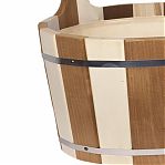 Ушат для бани и сауны, Банная линия Капучино 12-399, объем 10 л, Липа, вставка из пластика, дерево