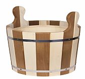 Ушат для бани и сауны, Банная линия Капучино 12-399, объем 10 л, Липа, вставка из пластика, дерево