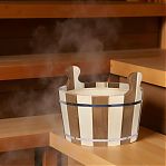 Ушат для бани и сауны, Банная линия Капучино 12-399, объем 10 л, Липа, вставка из пластика, дерево