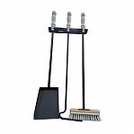 Каминный набор, подвесной, деревянные ручки, кочерга, совок, щетка, держатель