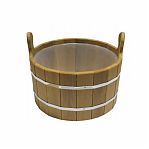 Ушат для бани и сауны, Банная линия 12-846, объем 10 л, Термолипа, вставка из пластика, дерево