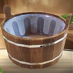 Ушат для бани и сауны, Банная линия 12-846, объем 10 л, Термолипа, вставка из пластика, дерево