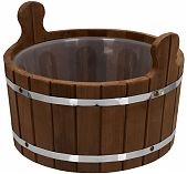 Ушат для бани и сауны, Банная линия 12-846, объем 10 л, Термолипа, вставка из пластика, дерево