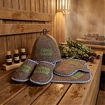 Набор 212F Н-1 Хозяин бани, шапка, коврик, рукавица, тапки, войлок, серый