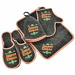 Набор для бани и сауны 212F Добрая банька Н-6, войлок серый, шапка, коврик, рукавица, тапки