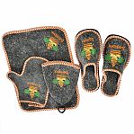 Набор для бани и сауны 212F Банщик Н-13, войлок серый, шапка, коврик, рукавица, тапки