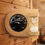 Термометр для бани и сауны 212F, T-33В, с песочными часами, канадский кедр