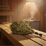 Веник для бани и сауны, дерево береза, зеленый, длина 600 мм