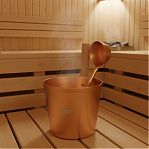 Набор аксессуаров для бани 212F OXY-M GOLD-2, шайка 5 л, черпак 0.2 л, алюминий, бамбук