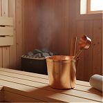 Набор аксессуаров для бани 212F OXY-M GOLD-2, шайка 5 л, черпак 0.2 л, алюминий, бамбук