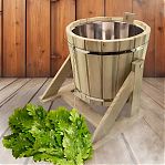 Ведро обливное R-SAUNA МД-65, объем 20 л, Дуб, вставка из нержавеющей стали, для бани и сауны, дерево