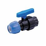 Кран шаровой компрессионный ПНД ВР 32 мм х 1", для соединения труб, черный