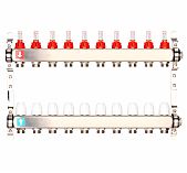 Коллектор регулируемый Gappo G424.10 с расходомерами, 10 выходов, нержавеющая сталь