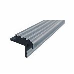 Профиль закладной, противоскользящий, резиновый, серый, для углов лестниц, 15х50 мм