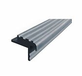 Профиль закладной, противоскользящий, резиновый, серый, для углов лестниц, 15х50 мм