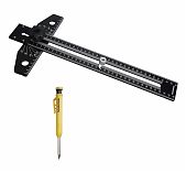 Угольник Hanskonner HK2020-13-350, 350 мм, уровень, транспортир, чертилка, литой алюминий