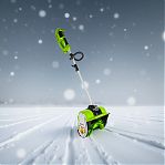 Снегоуборщик аккумуляторный Greenworks GD40SSK4, одноступенчатый, шнек пластик, 40В, 1 АКБ