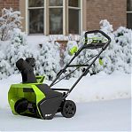 Снегоуборщик аккумуляторный Greenworks GW GD40ST одноступенчатый, шнек пластик, 40В, 1 АКБ + з.у.