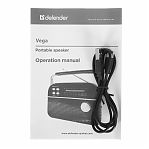 Радиоприемник Defender Vega microSD bluetooth, питание - аккумулятор, черный