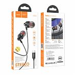 Наушники проводные Hoco M90 Type-C, с гарнитурой, внутриканальные, черные