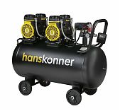 Компрессор безмасляный Hanskonner HAC1002, 2.9 кВт, ресивер 100 л, 500 л/мин