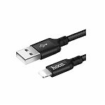 Кабель Hoco X14 Lightning - USB 1 м, нейлоновая оплетка, черный